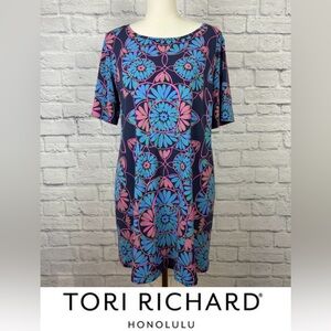 Tori Richard women's scoop neck floral printed dress size Large